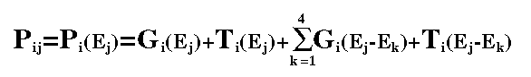 Pij=Gi(Ej)+Ti(Ej)+escape terms